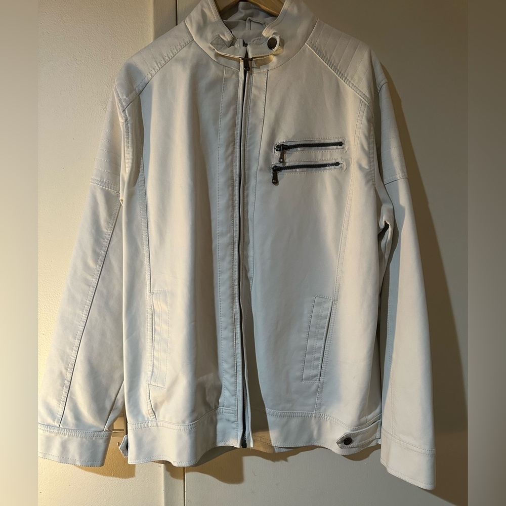 Men's White Jacket with Zipper Details